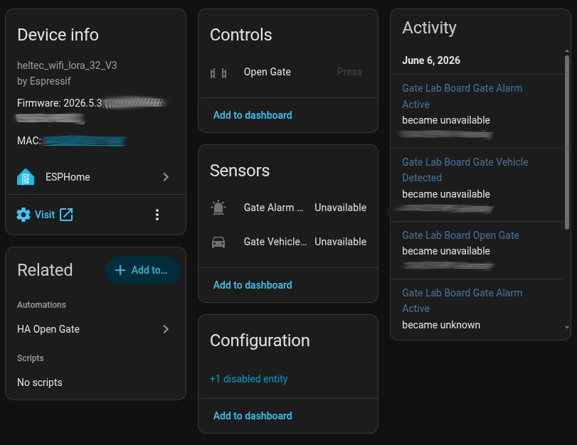 Home Assistant Gate Dashboard